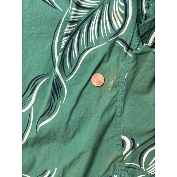 VTG Banana Republic 90 Men L Green Hawaiian Tropical Button-Up Camp Shirt Cotton - Picture 10 of 11